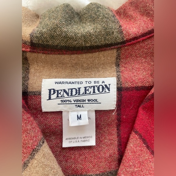 Vintage Pendleton 100% Virgin Wool Plaid Jacket Red Green Tan Button Front Coat - Picture 6 of 11